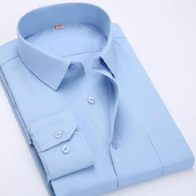 Мужская рубашка с длинным рукавом и отложным воротником одноцветная Camisa