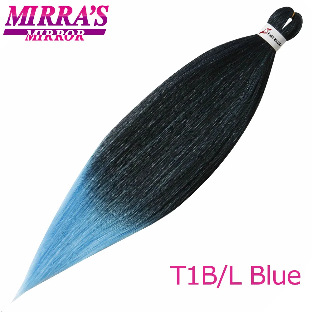 T1B-L Blue Mirra's Mirror's Mirra's Mirror, косички для волос, Омбре, предварительно растягивающиеся плетеные волосы, синтетические волосы кроше для наращивания 2" 26" EZ Professional - Цвет: T1B-L Blue