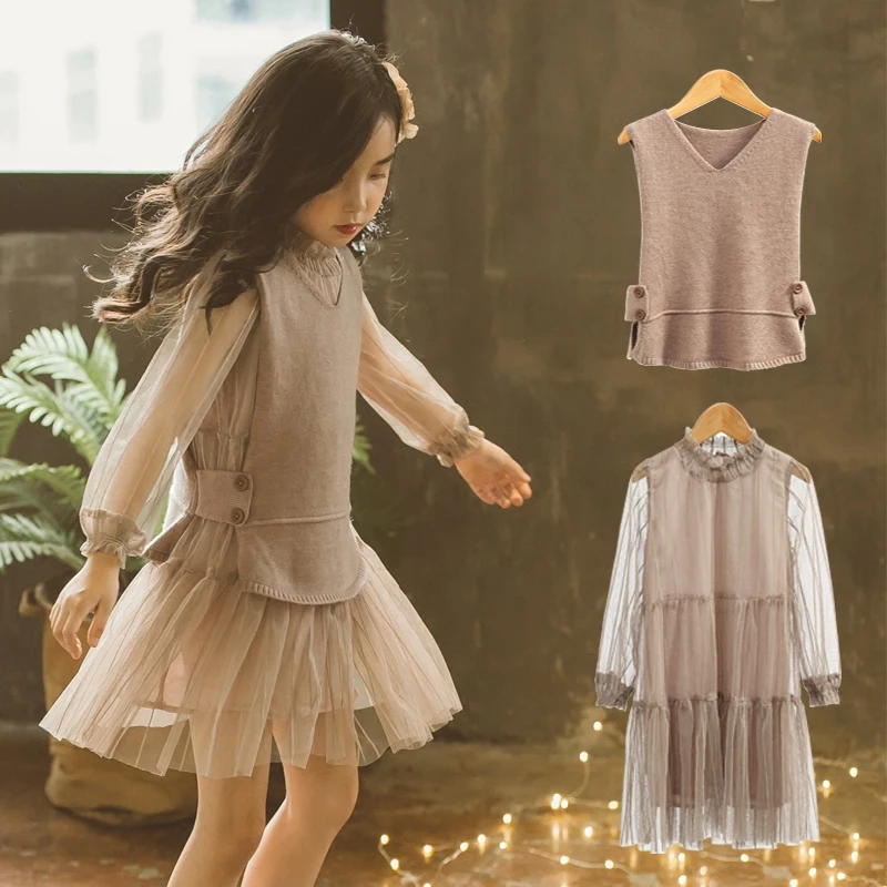 2018 элегантный милый комплект для маленьких девочек винтажный дизайнерский