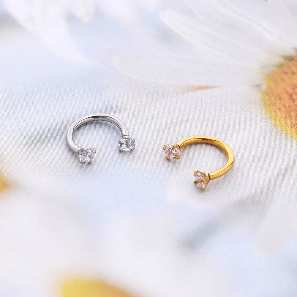 1 пара u образные серьги каффы в форме хряща из хирургической стали с цирконием