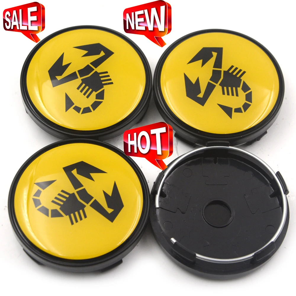 

4pc/lot Scorpion Abarth Car Emblem Logo Wheel Center Cap Hub Cap 60mm Wheel Badge Covers for Fiat Abarth 500 595 500 x