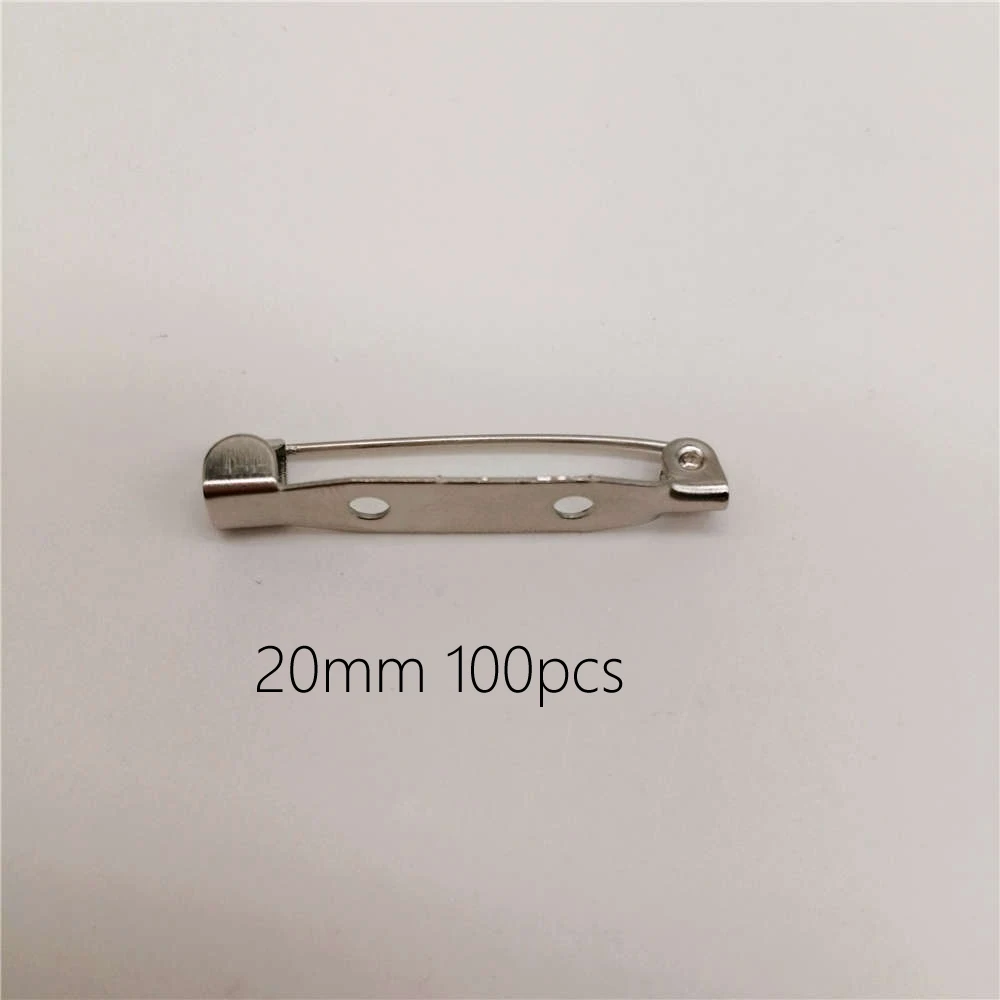 20mm 100pcs 20-100 шт, сделай сам, Ювелирная фурнитура, брошь, основа, задняя панель, держатель значка, безопасный замок, брошь, булавки для изготовления ювелирных изделий, аксессуары, принадлежности - Цвет: 20mm 100pcs