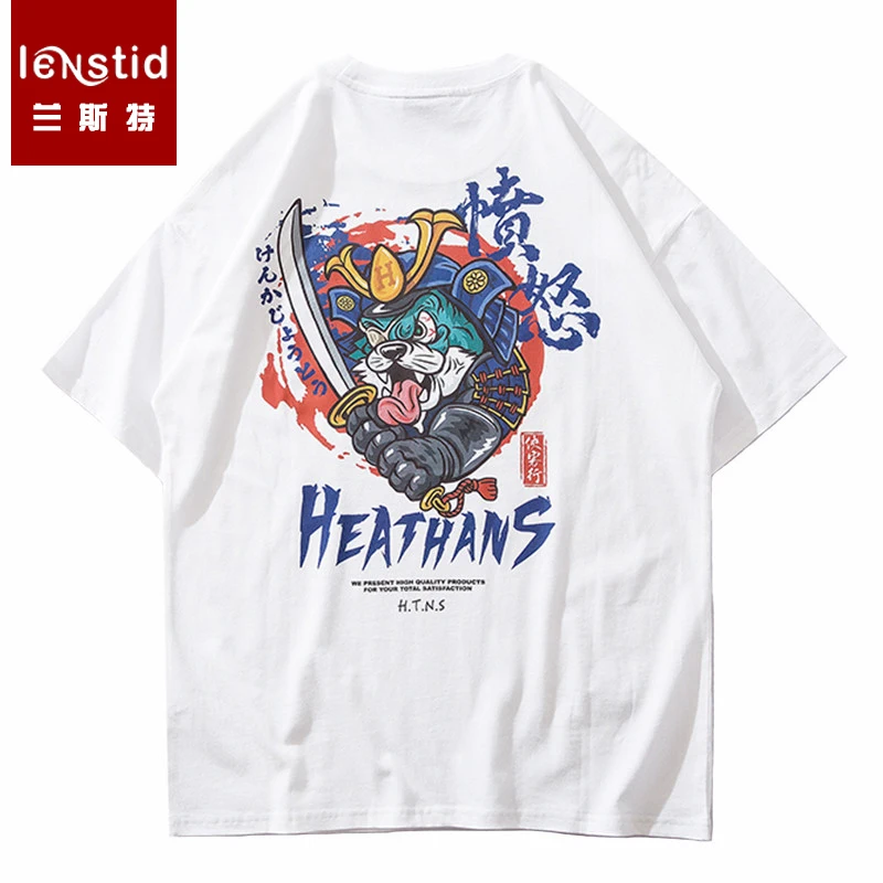 Мужская Хип-Хоп футболка уличная забавная самурайская собака японский Harajuku 2019