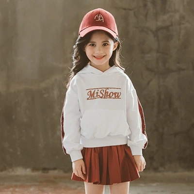 White Autumn Clothes For Teenage Girls Of 8 Years Old Teen Clothing Set Skirts Girls Hoodies Kids Sweatshirt Cotton+Pleated Skirt Tide - Цвет: White