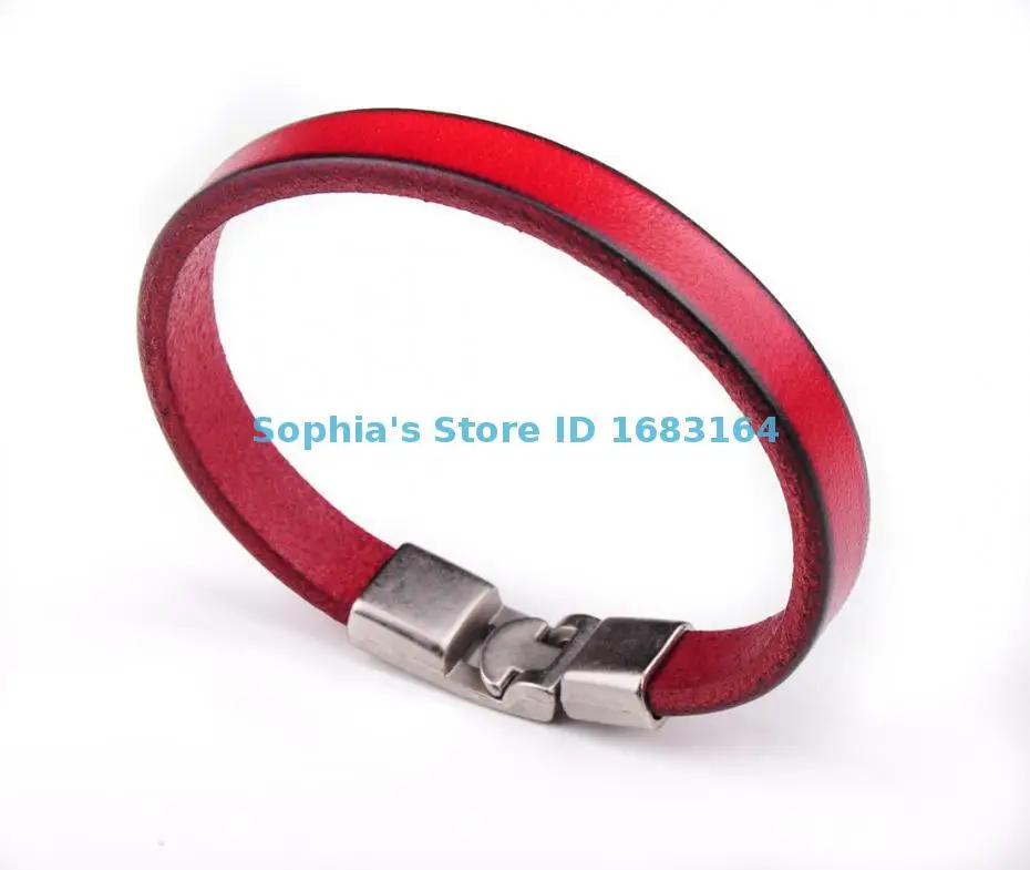 BL11 красная Новинка мужской простой тонкий кожаный Браслет манжета на