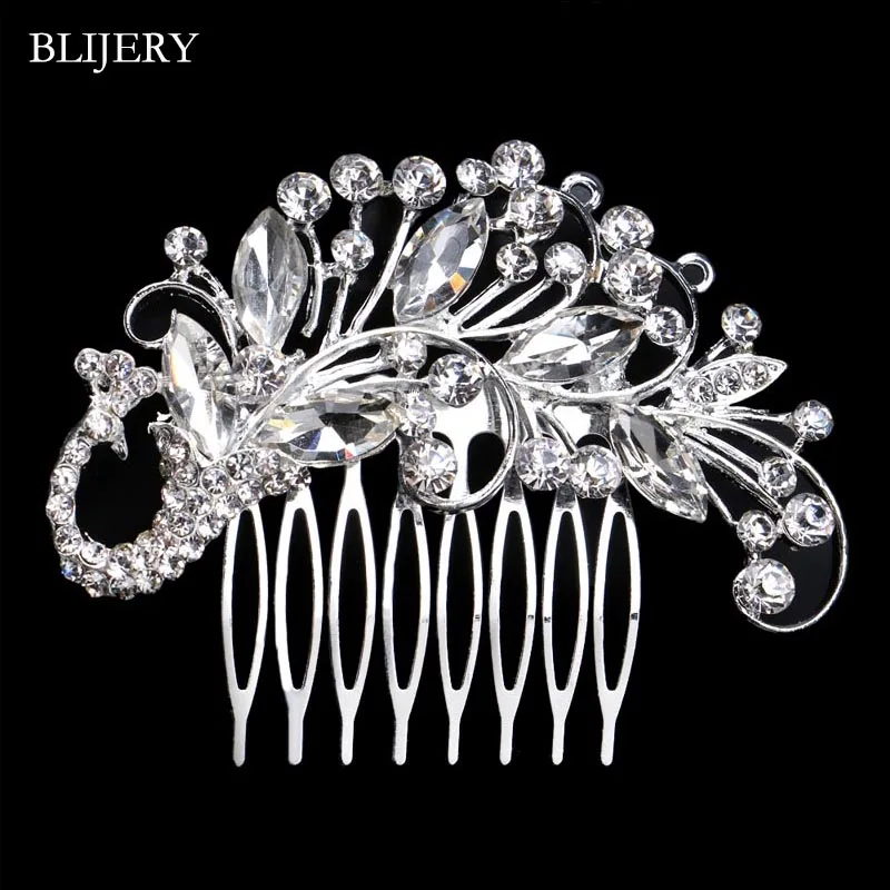 Style 14 BLIJERY, элегантные свадебные аксессуары для волос с жемчугом и кристаллами, цветочные свадебные гребни для волос, женские вечерние ювелирные украшения для волос, Тиара для невесты - Окраска металла: Style 14
