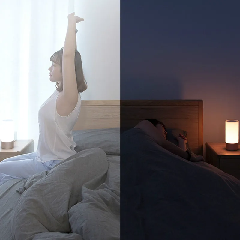 Оригинальная Xiaomi mi прикроватная лампа mi jia Smart Light для внутреннего кровати 16 миллион цветов Изменение цвета Bluetooth WiFi сенсорное управление