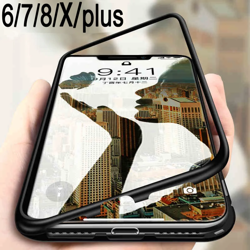 Чехол для iphone 8 plus чехол 7 чехол-книжка с магнитной адсорбцией телефона 6 s x Coque