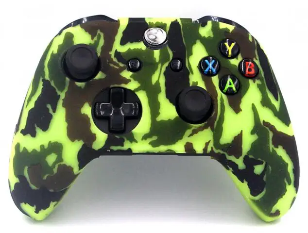 JIE LI Противоскользящий Камуфляжный Цветной силиконовый чехол для xbox ONE S X контроллер армейский Камуфляжный стиль - Цвет: Grass green