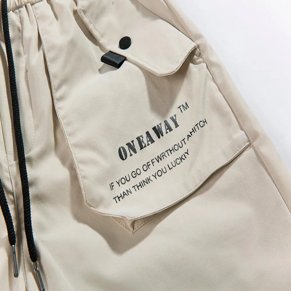 

Fashion Men's Pure Color Patchwork Button-Pocket Overalls Wind Overalls Shorts Summer Male Streetwear Cargo Black Clothes Soft