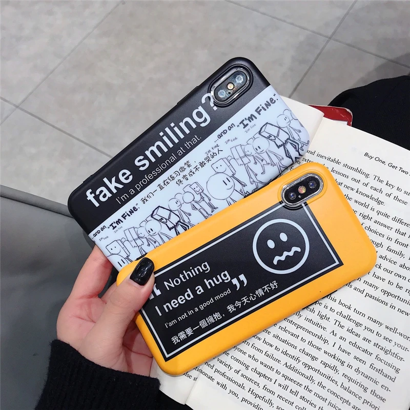 simper Simple text Nothing I need a hug yellow white soft shell phone Case For Apple iphone 6 6s 7 8 Plus X XS XR MAX |