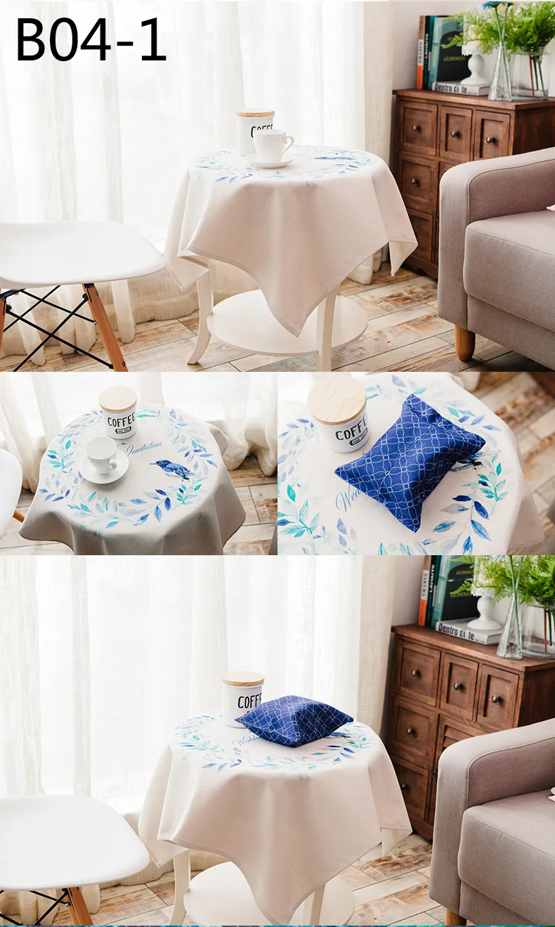 Flower garland tablecloth hand-painted pastoral cloth art for home round square tea table Cover for Wedding Table Decoration