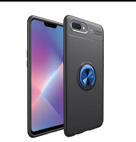 Светло-Серый Для OPPO A7 AX7 чехол Автомобильный держатель Стенд Магнитный кронштейн палец кольцо мягкое силиконовое покрытие чехол для OPPO A7 A 7 противоударный - Цвет: Светло-Серый