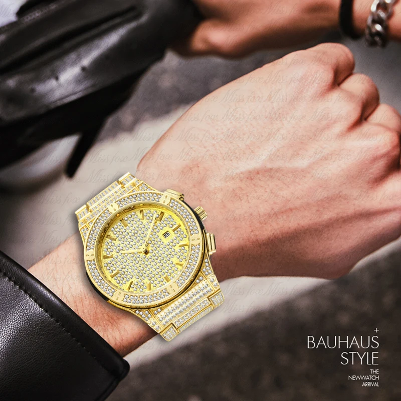 Роскошные часы, мужские роскошные брендовые золотые наручные часы Patek с бриллиантами, мужские наручные часы, золотые мужские часы, водонепроницаемые кварцевые часы с коробкой