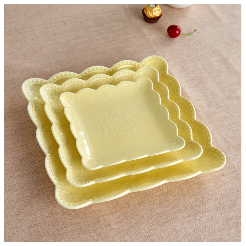 Лаконичные фарфоровые тарелки для торта обеденная тарелка Кондитерские