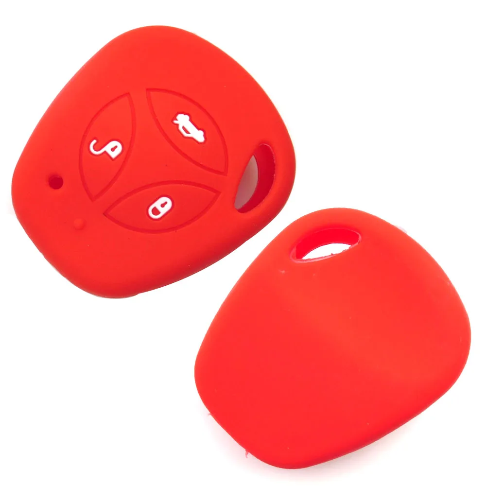 Red OkeyTech 3 BTN силиконовый резиновый автомобильный брелок-чехол для дистанционного ключа Чехол Набор протектор для LADA Priora Sedan Sport Kalina Granta Vesta X-Ray - Название цвета: Red