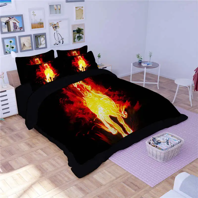3 шт. комплект постельного белья с 3D принтом Огненные лошади|king size|king size duvetbedding set |