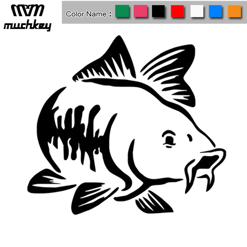 Наклейка на автомобиль Carp Fishing Cartoon Animal Pattern размером 20*16 см, 7 цветов, из виниловой пленки, автомобильные аксессуары