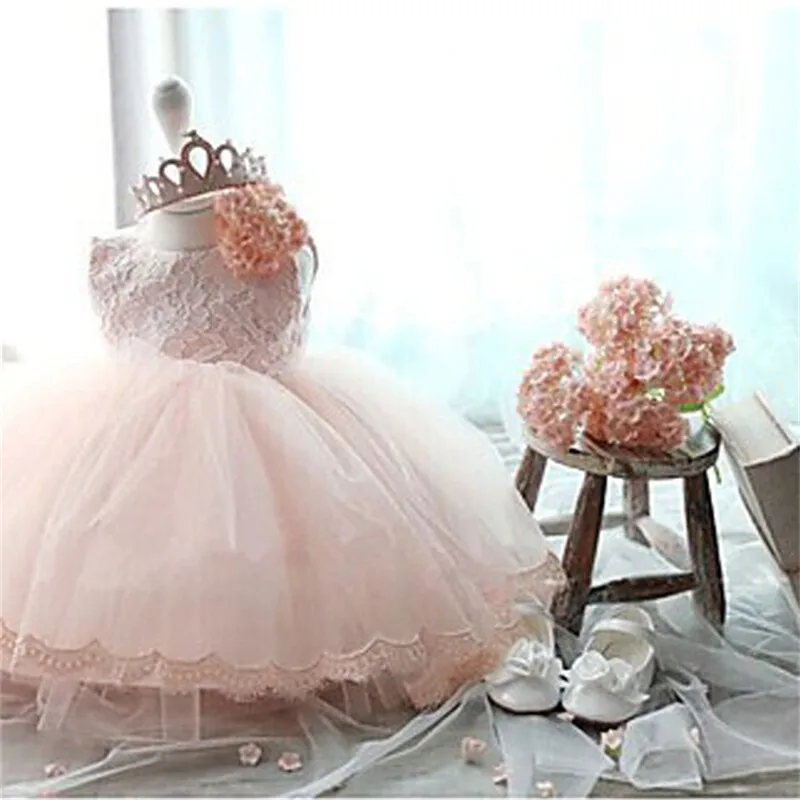 Baby Girl Dress Pink Dresses for Baptism Christening Gown 1 Year Birthday Party Girls Vestidos 9 24M | Мать и ребенок