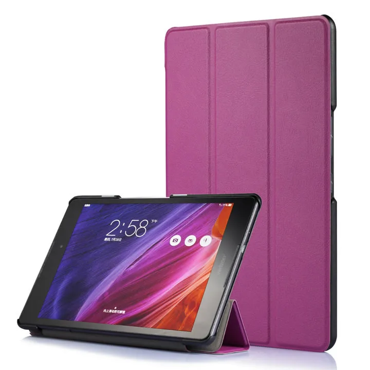 Умный чехол для планшета Asus Zenpad Z8 ZT581KL с магнитной подставкой, кожаный чехол для планшета Asus Zenpad 3 8,0 Z581KL, Чехол+ пленка для экрана+ ручка - Цвет: Purple