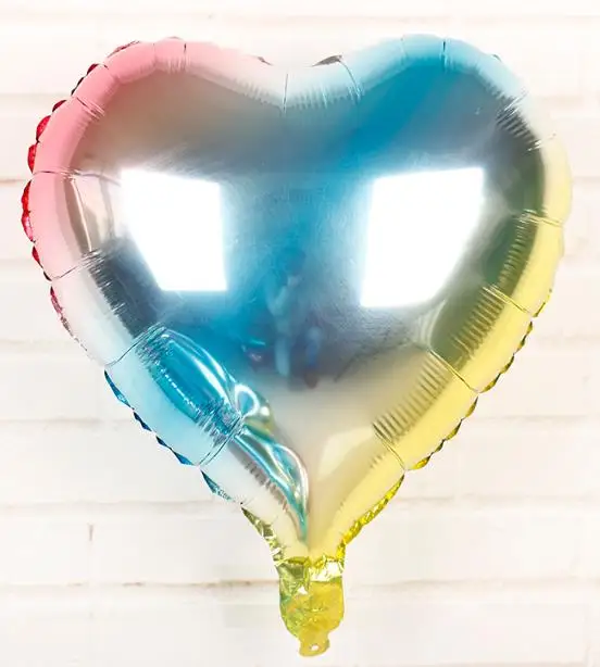 5pcs gradient heart 5 шт., 18 дюймов, радужные шарики из фольги разных форм, украшения для дня рождения, Детские праздничные принадлежности для маленьких девочек, свадебные сувениры, воздушные шары - Цвет: 5pcs gradient heart