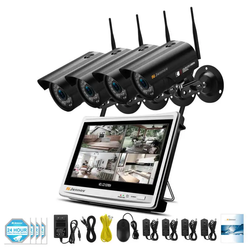 4 Pieces Cameras Jennov 8CH 1080P Wifi CCTV камера система безопасности комплект 1" ЖК-экран NVR 2MP Открытый IP66 камера система видеонаблюдения комплект - Цвет: 4 Pieces Cameras