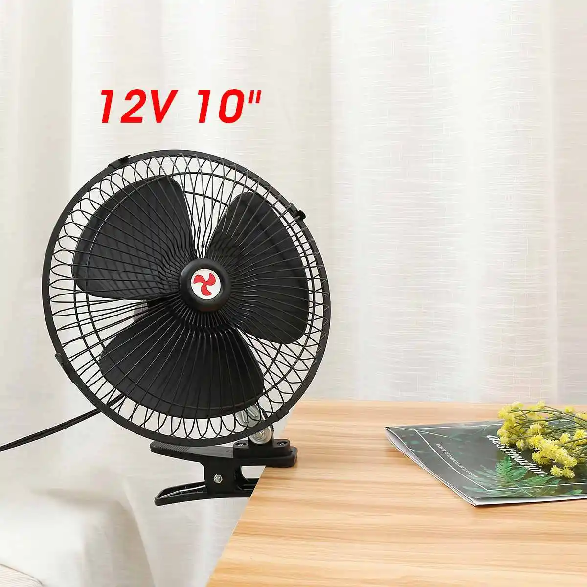 10inch 12V 12V/24V 8"/10" Car Fan Cooling Airflow Clip-on All-Round Adjustable Electric Fans Low Noise Air Cooler For Auto Home Truck - Название цвета: 10inch 12V