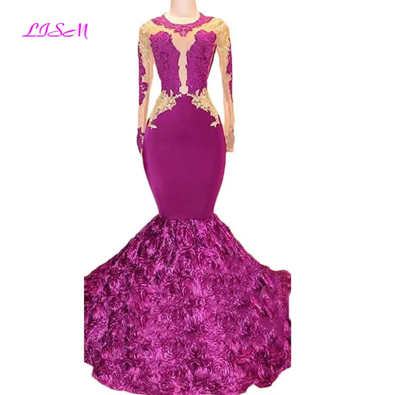 Женское вечернее платье русалка длинное кружевное с аппликацией розами и