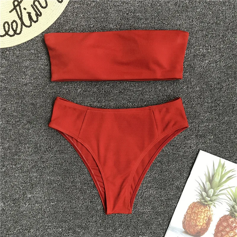 Женский раздельный купальник Maillot De Bain бикини с высокой талией без бретелек 2018| |