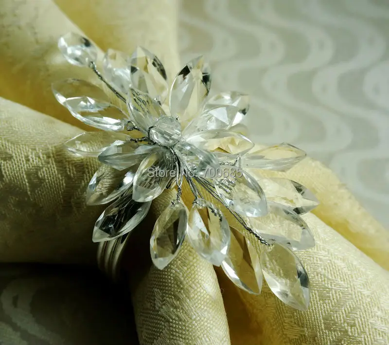 Декоративное кольцо для салфеток с кристаллами и цветами | Дом сад