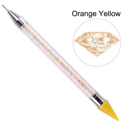 Yellow 1 шт., восковой карандаш, ювелирная ручка, высокое качество, Алмазные точки, для украшения ногтей, набор ручек, 2 Vias, акриловые точечные инструменты, B0960 - Цвет: Yellow