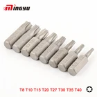 8 шт. Torx электрическая отвертка бит Набор бытовые инструменты для ремонта 14 дюймов шестигранный хвостовик с фокусным расстоянием 25 мм T8-T40 S2 Сталь Биты отвертки