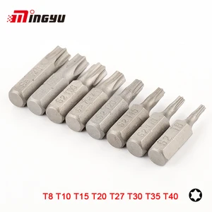 8 шт. Torx электрическая отвертка бит Набор бытовые инструменты для ремонта 14 дюймов шестигранный хвостовик с фокусным расстоянием 25 мм T8-T40 S2 Сталь Биты отвертки