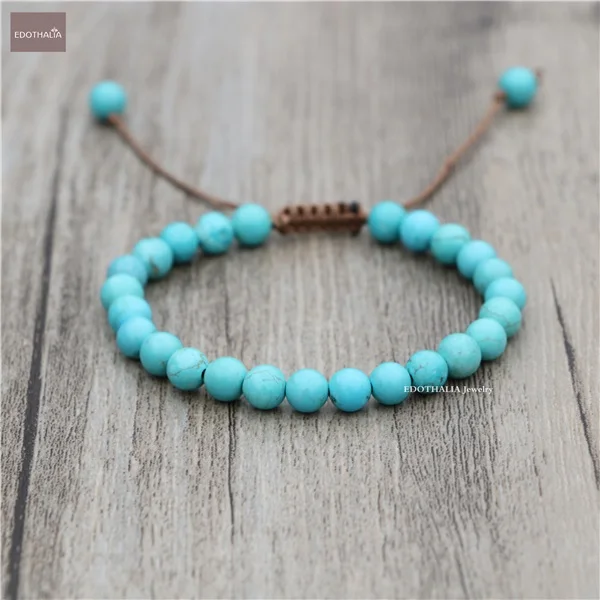 EDOTHALIA Красочные 6 мм бусы плетеные браслеты для женщин девочек Howlite, Родохрозит и т. Д. Бусы дружба женские ювелирные изделия - Окраска металла: Светло-желтый, золотистый цвет