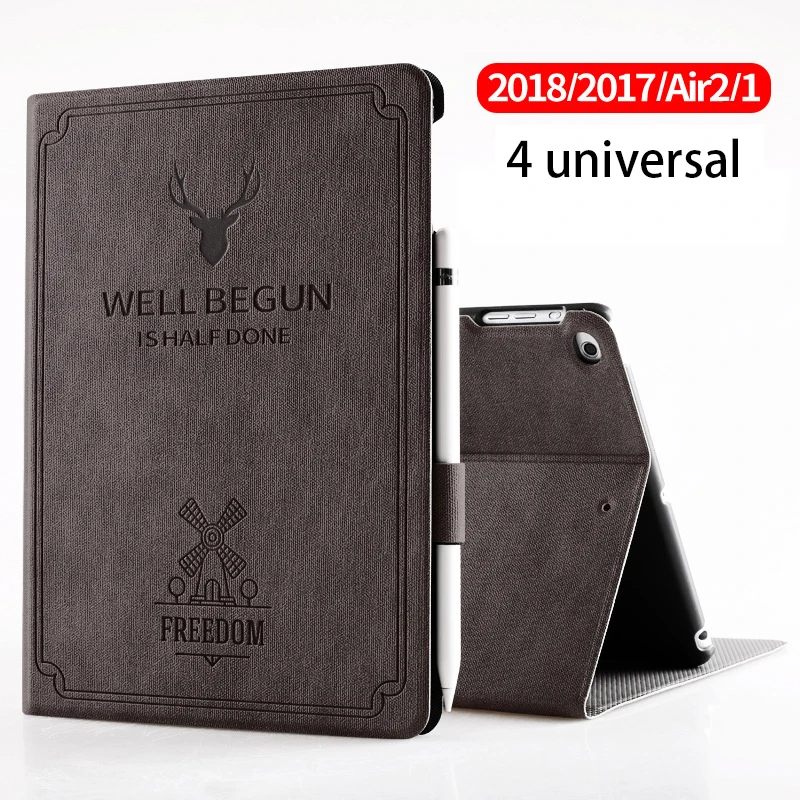 Чехол-карандаш для нового iPad 9,7 дюйма модели Air 1 air 2 Freedom из искусственной кожи, умный чехол-книжка, силиконовый чехол с функцией автоматического пробуждения - Цвет: Coffee