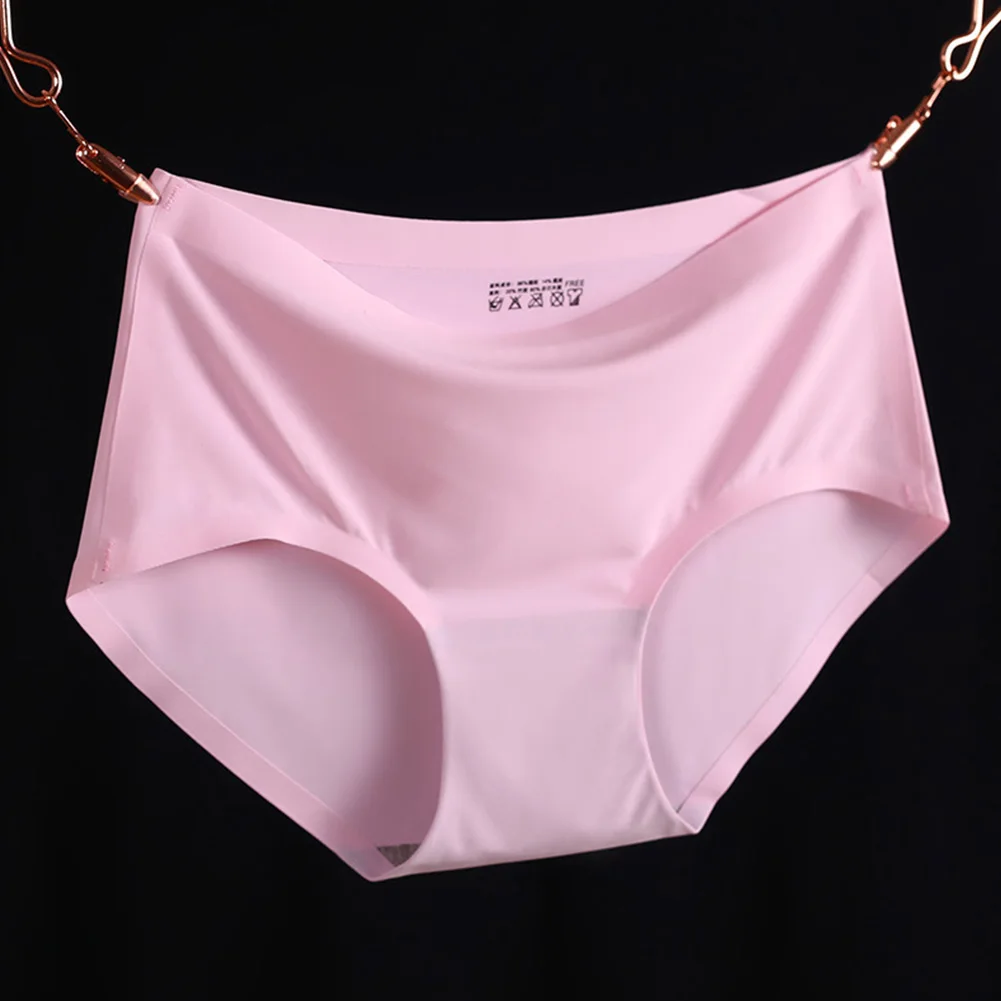 Pink Новинка, женские трусы, летние сексуальные одноцветные трусики, ледяной шелк, прохладные, освежающие, бесшовные трусы, нижнее белье, мягкое, удобное - Цвет: Pink