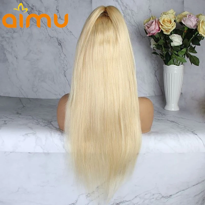 613 Blonde Colored Transparent Lace Front Real Long Straight Human Hair Wig for Black Women Remy Brazilian Invisible Pre Plucked
