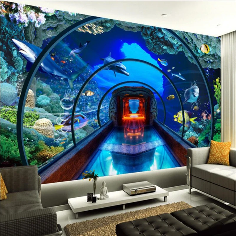3d обои beibehang под водой аквариум 3D стерео фрески фон для телевизора украшение стен