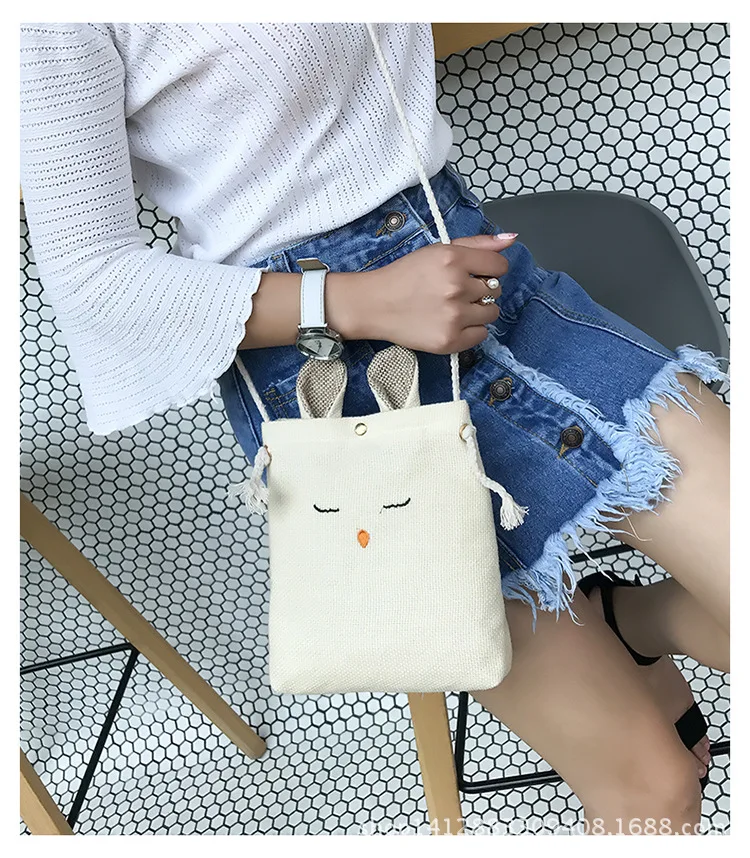 2019 новые модные корейские однотонные сумки через плечо с милым Кроликом