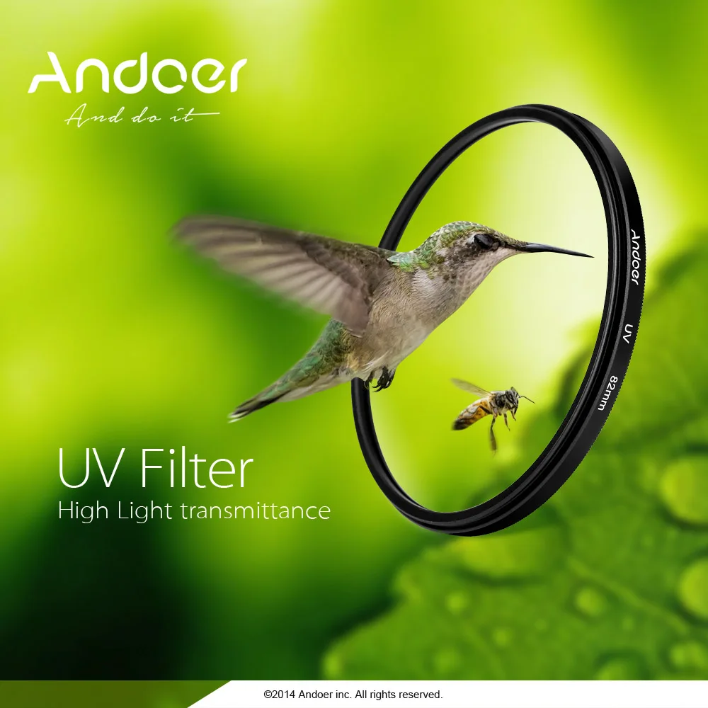 Ультрафиолетовый УФ фильтр Andoer для зеркальной камеры Canon Nikon защита объектива 58
