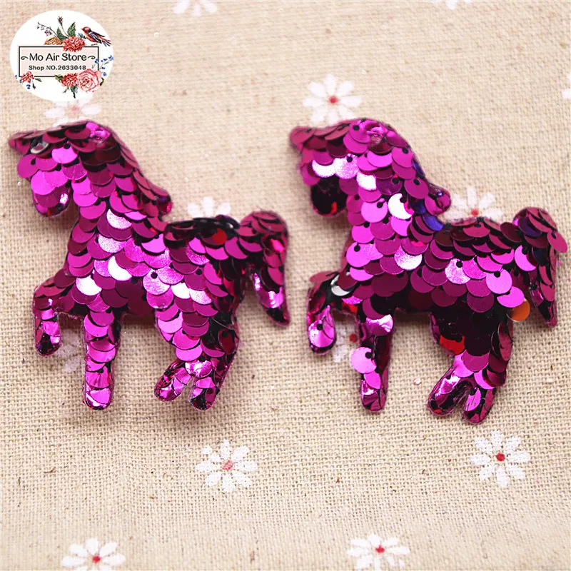 5 см Нетканые блестки нашивки в форме единорога блестящие войлочные аппликации