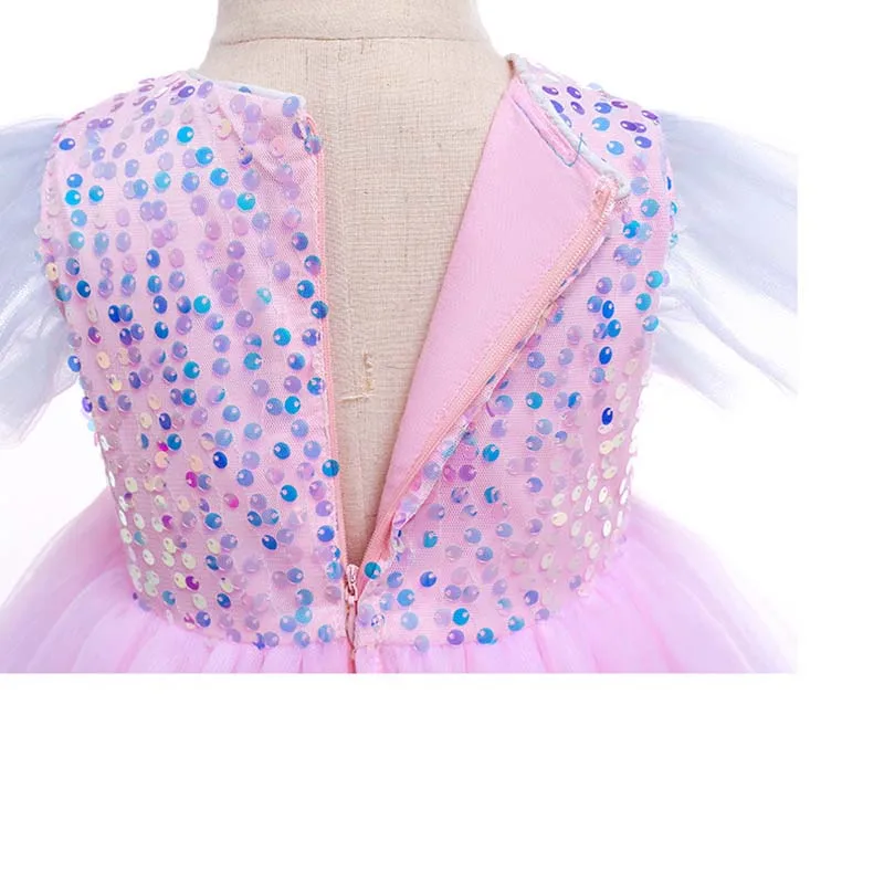 Летнее платье с рукавами-воланами для девочек элегантное кружевное принцессы