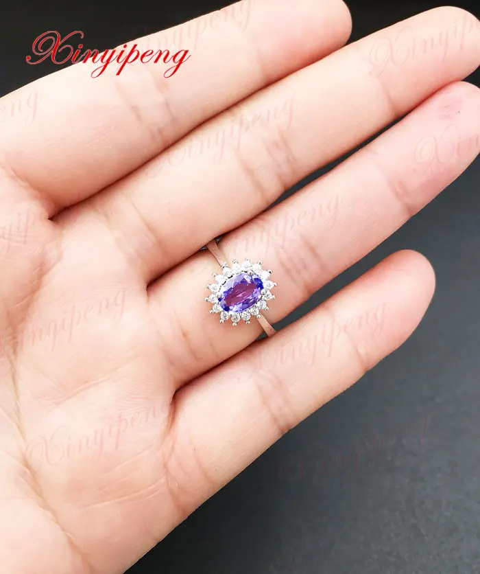 Искусственное серебро с 100% натуральным женским кольцом из танзанийского камня