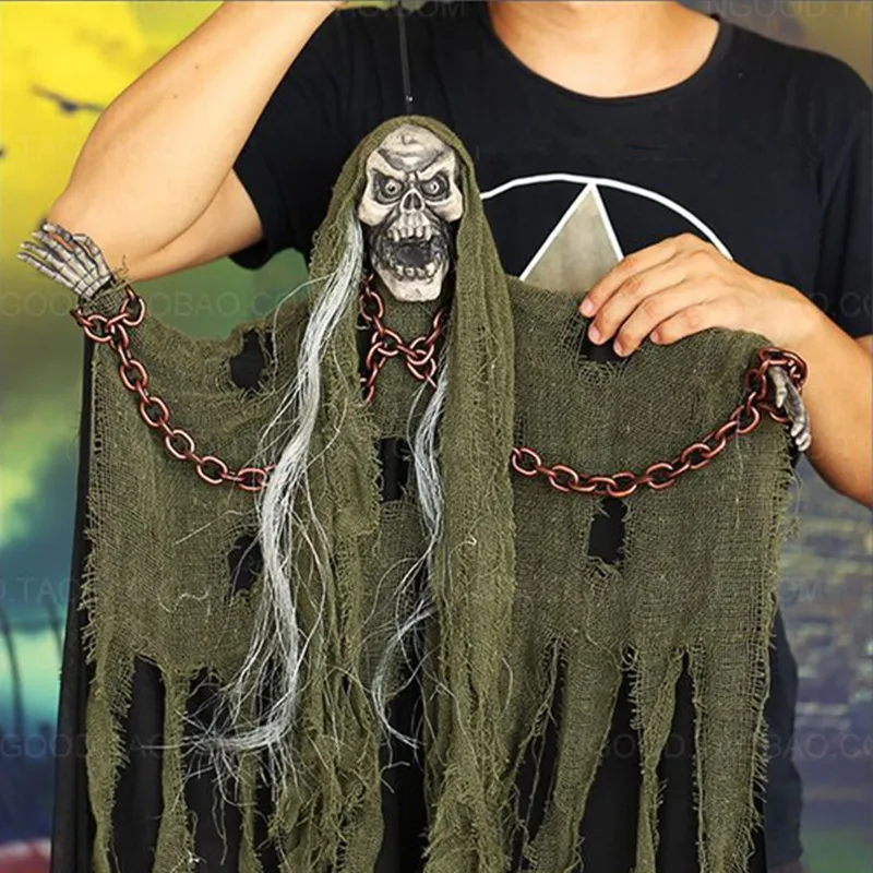 Хит продаж реквизит на Хэллоуин принадлежности голосовые цепи скелет призрак