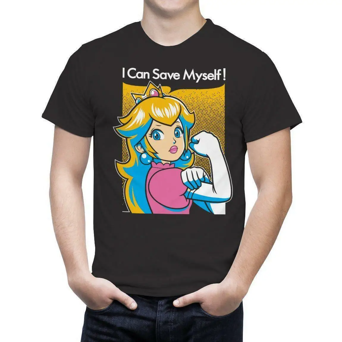 Футболка с рисунком Супер Марио удобная мужская футболка надписью I can save yourself