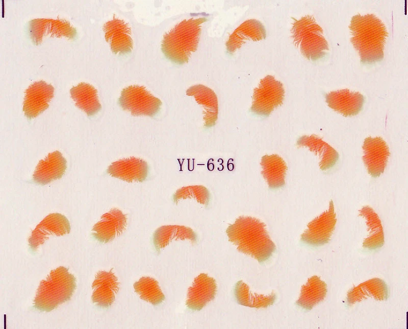 6 упак./лот переводная наклейка на ногти с изображением птиц павлина перьев YU634