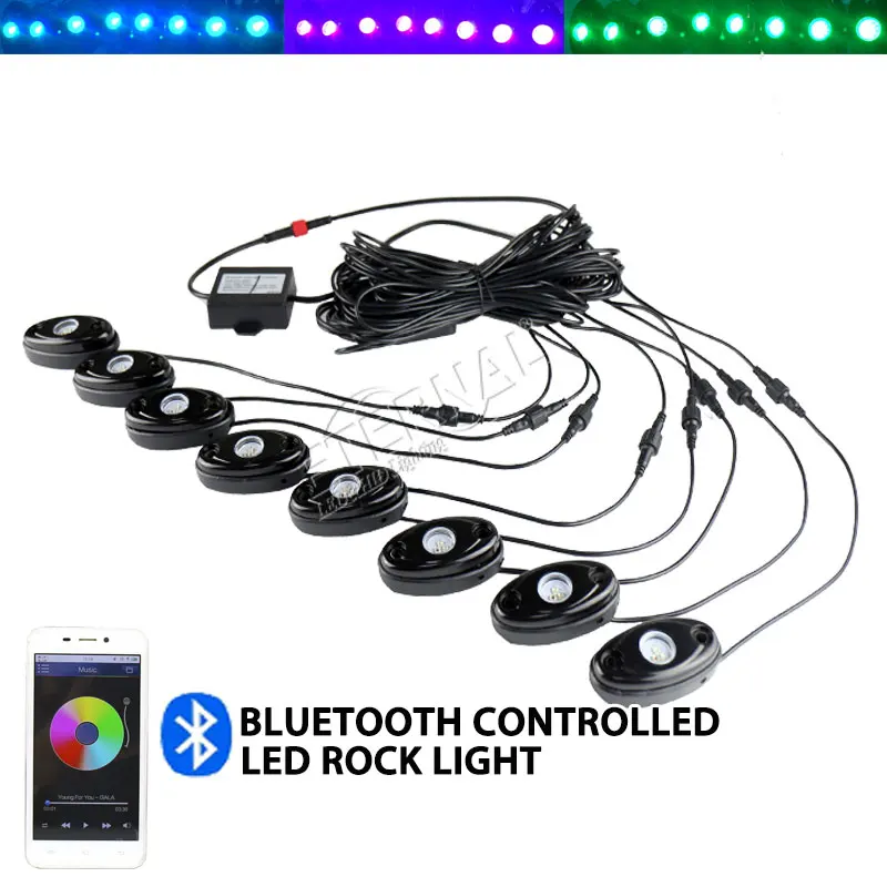 

free ship 8pcs/set 9W RGB LED rock light work fog running lamp for auto ATV UTV RZV offroad motorcycle car boat snowmobile