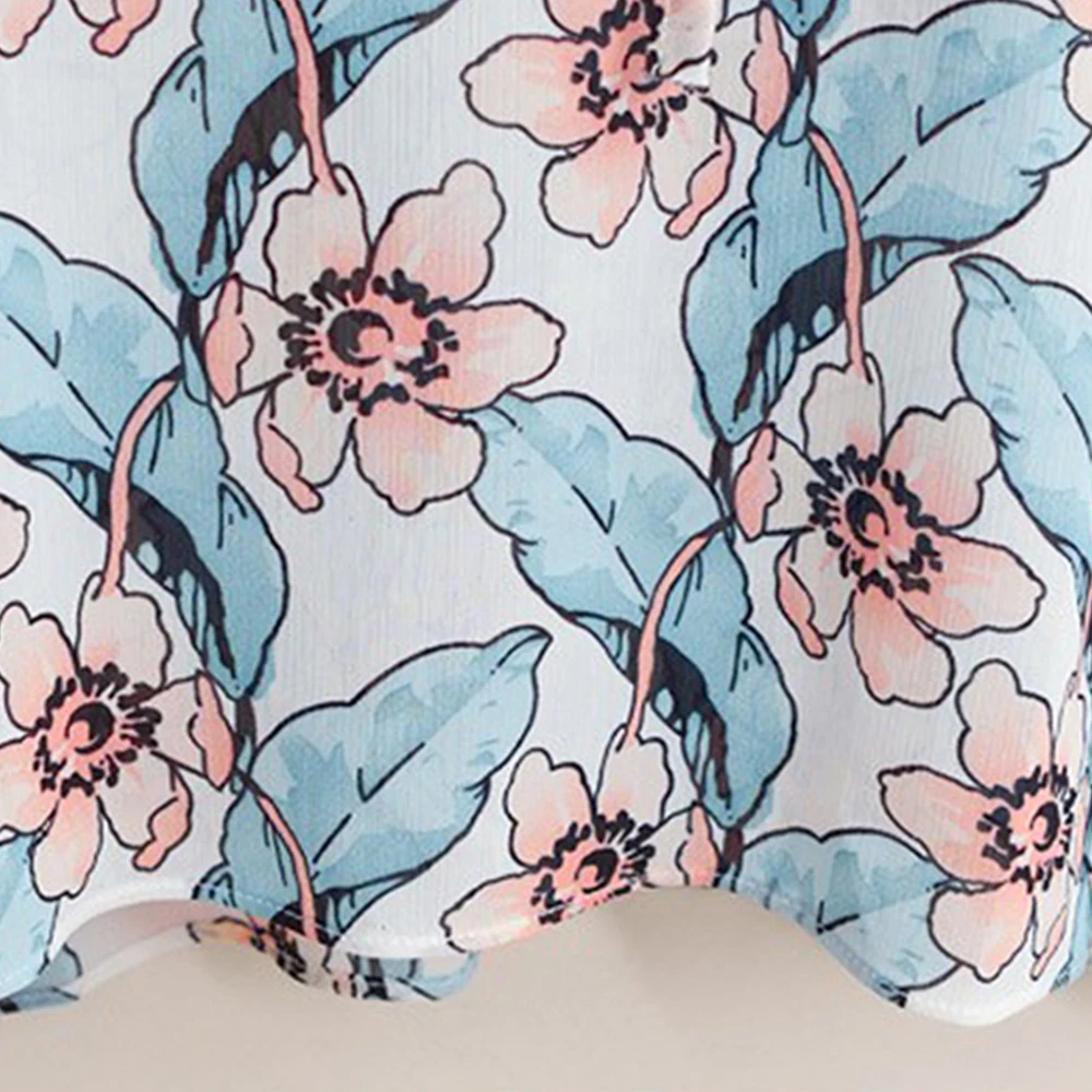 Женские шифоновые блузки с круглым вырезом FTGSDLONG винтажные оборками и цветочным