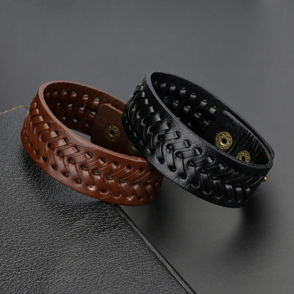 New Weaving Genuine Leather Wing Bracelet Men Multilayer Bracelet Punk Guitar Wrap Bracelets for Women Vintage Jewelry Gift