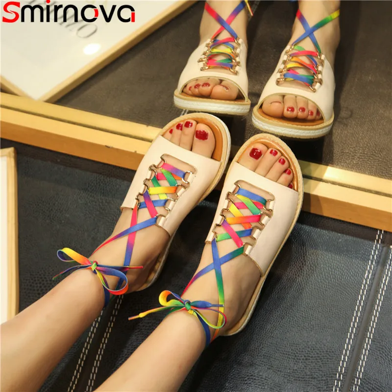 Smirnova/Большие размеры 34-43 Новые летние сандалии Цветная Повседневная Удобная